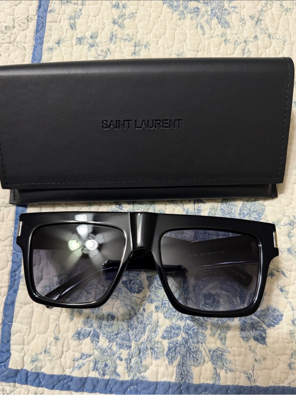 Saint Laurent Glossy Black Square Shield Sunglasses